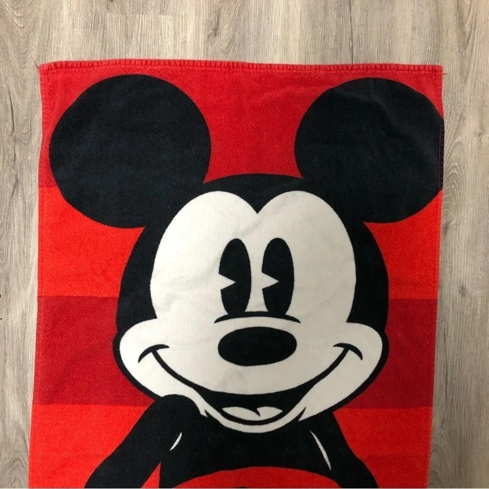 Disney Mickey Mouse Beach Towel Vintage Y2K Walt Disney World Swim Red Black
